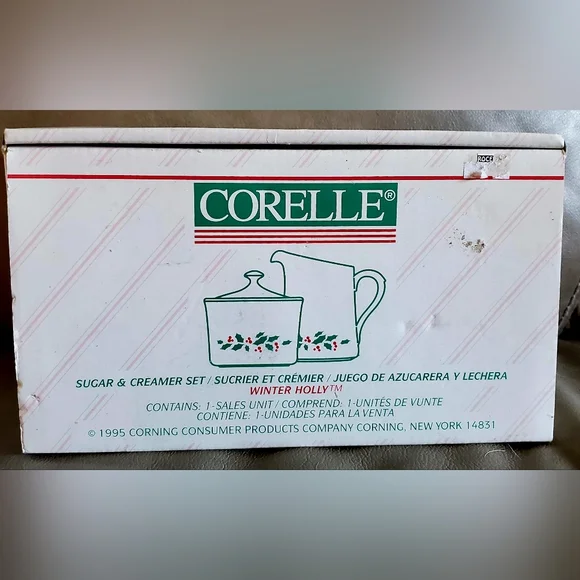 Corning Corelle Winter Holly Sugar Creamer Set Christmas Holiday New Condition - Picture 5 of 6